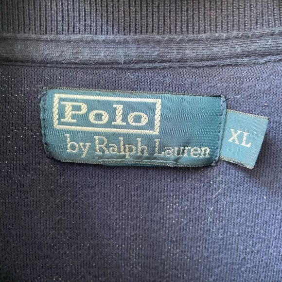 Vintage Polo Ralph Lauren Blue Pique Cotton Big Pony Full Zip Jacket XL Red Whit - Picture 8 of 10